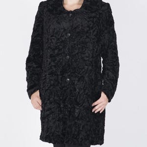 Black Astrakhan Coat: Women's Handmade Persian Lamb Fur Overcoat
