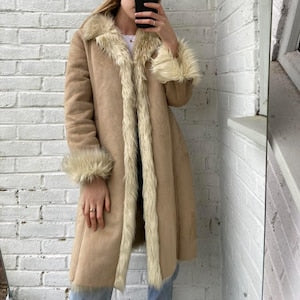 Handmade Suede Shearling Afghan Coat: 70s Penny Lane Style