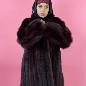 Luxury Mink Fur Long Coat - Elegant Brown Genuine Mink