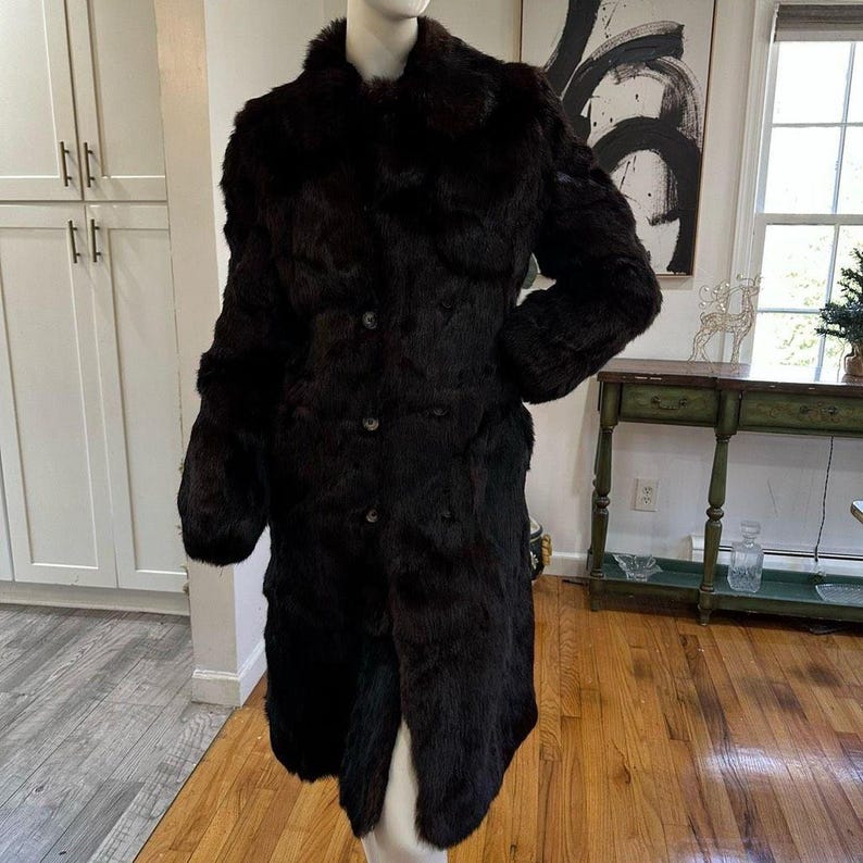 Black Faux Fur Long Coat: Elegant Mink Style