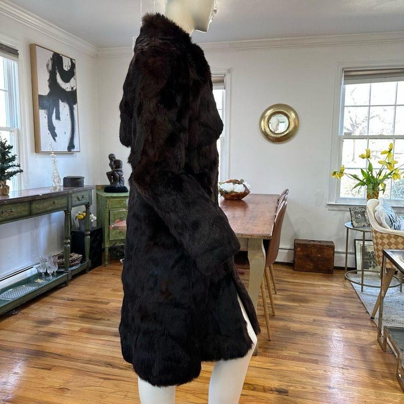 Black Faux Fur Long Coat: Elegant Mink Style