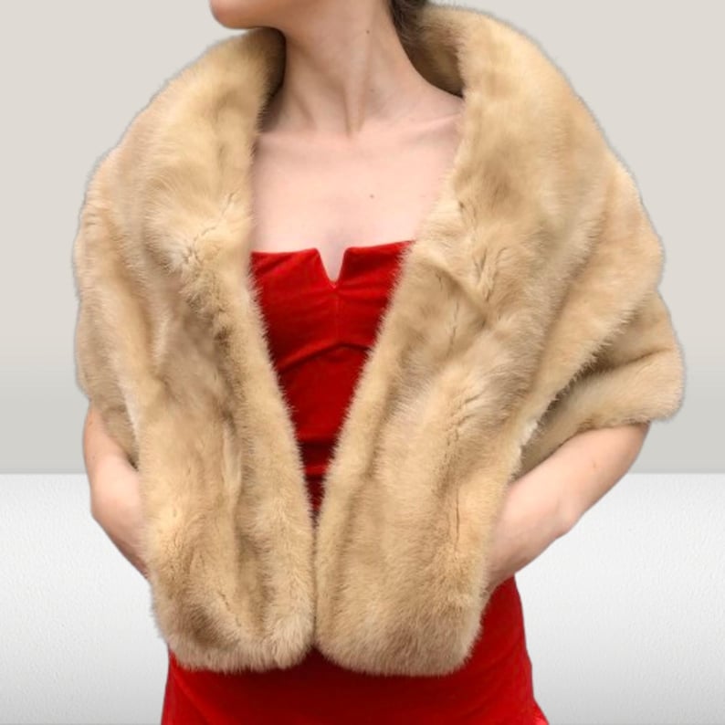 Mink Fur Stole: Handmade Elegant Brown Shawl, Winter Cape