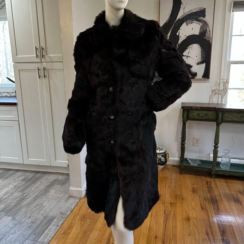 Black Faux Fur Long Coat: Elegant Mink Style