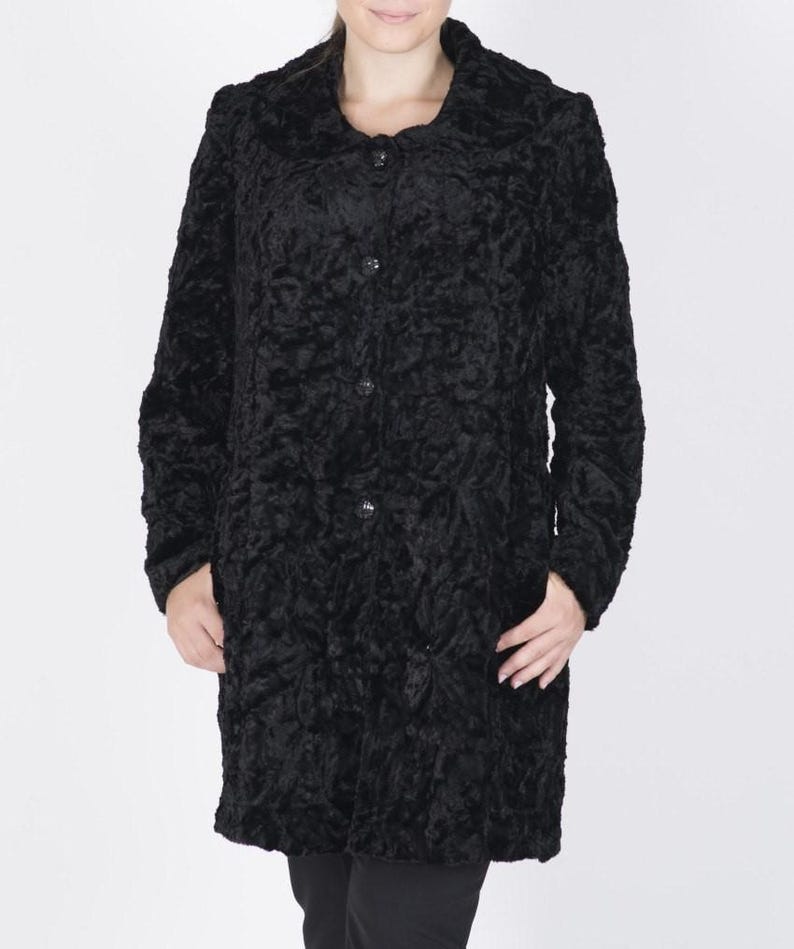 Black Astrakhan Coat: Women's Handmade Persian Lamb Fur Overcoat