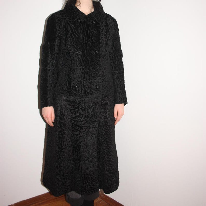 Black Astrakhan Fur Coat: Women's Persian Lamb Overcoat