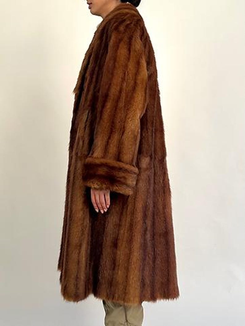 Vintage Brown Mink Fur Coat - Women's Full-Length Real Fur