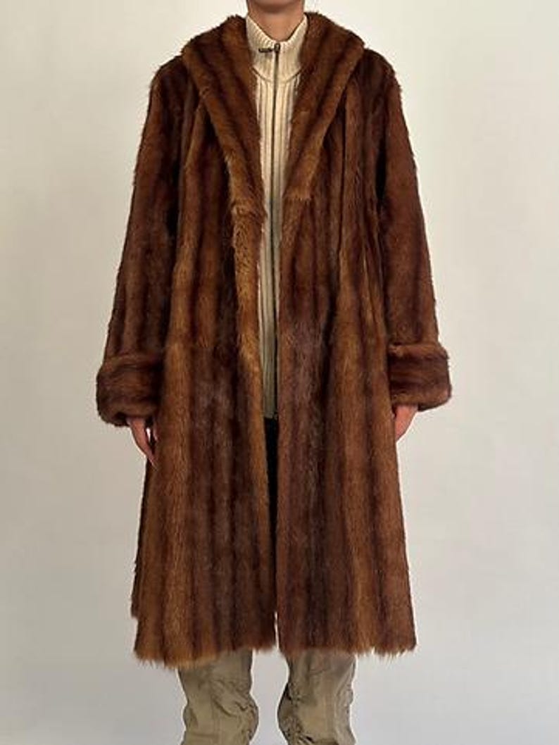 Vintage Brown Mink Fur Coat - Women's Full-Length Real Fur
