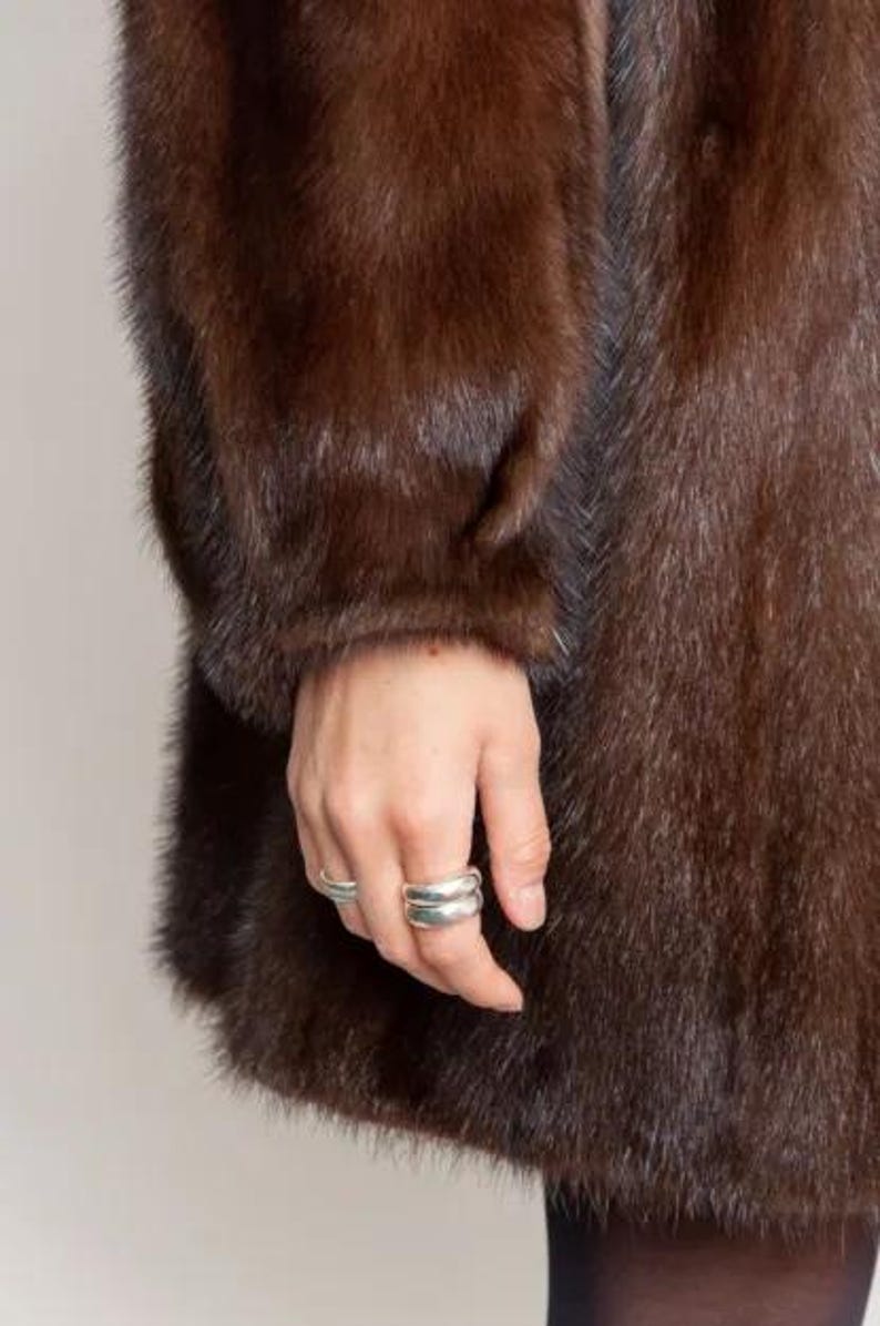 Genuine Dark Brown Mink Fur Coat - Mid Length Luxury Winter Outerwear