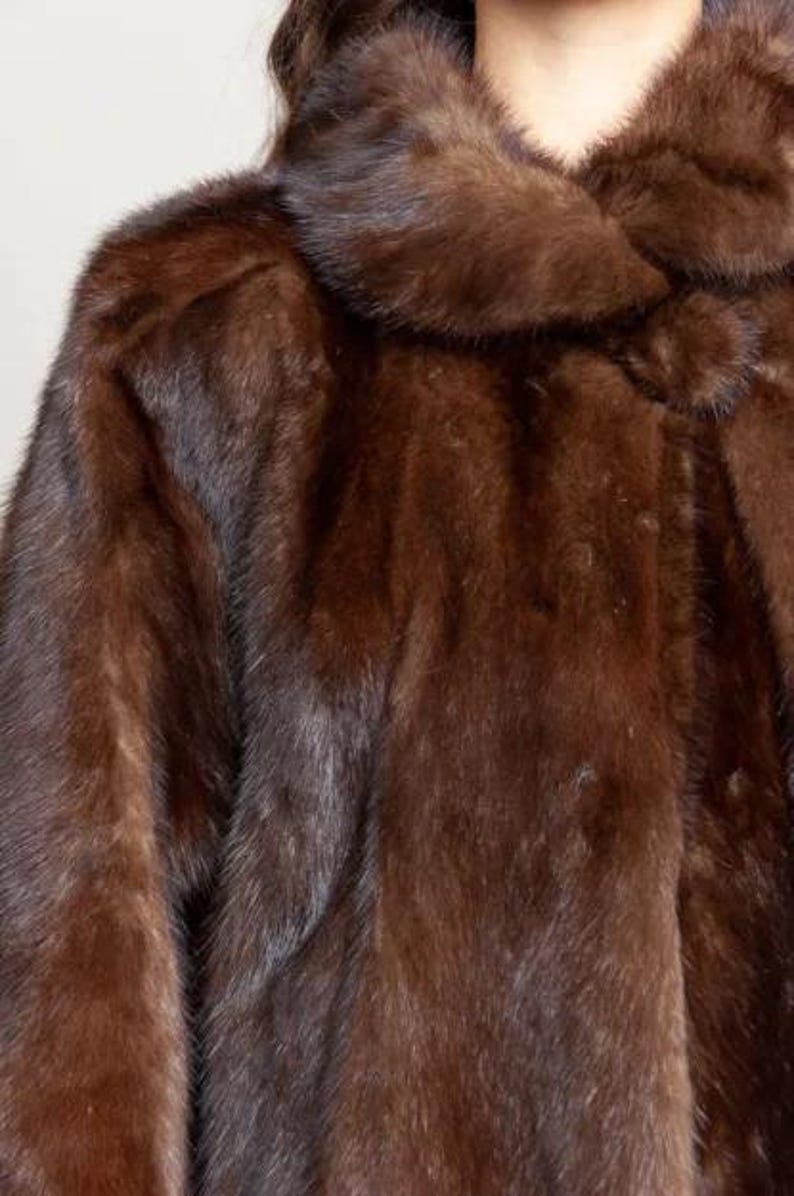 Genuine Dark Brown Mink Fur Coat - Mid Length Luxury Winter Outerwear