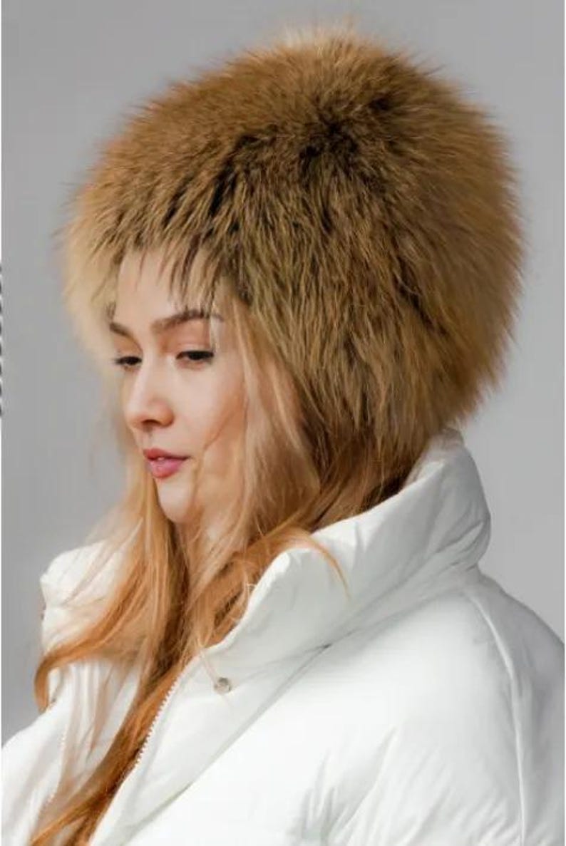 Luxurious Women’s Real Fox Fur Hat – Natural Golden Brown Russian Cossack Style Winter Hat | Genuine Fur Ushanka for Cold Weather Elegance