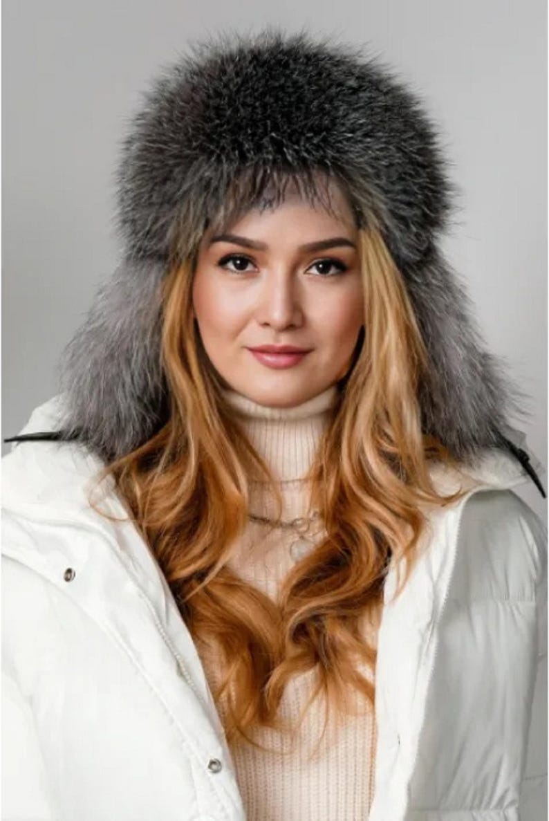 Real Silver Fox Fur Ushanka: Women's Winter Trapper Hat