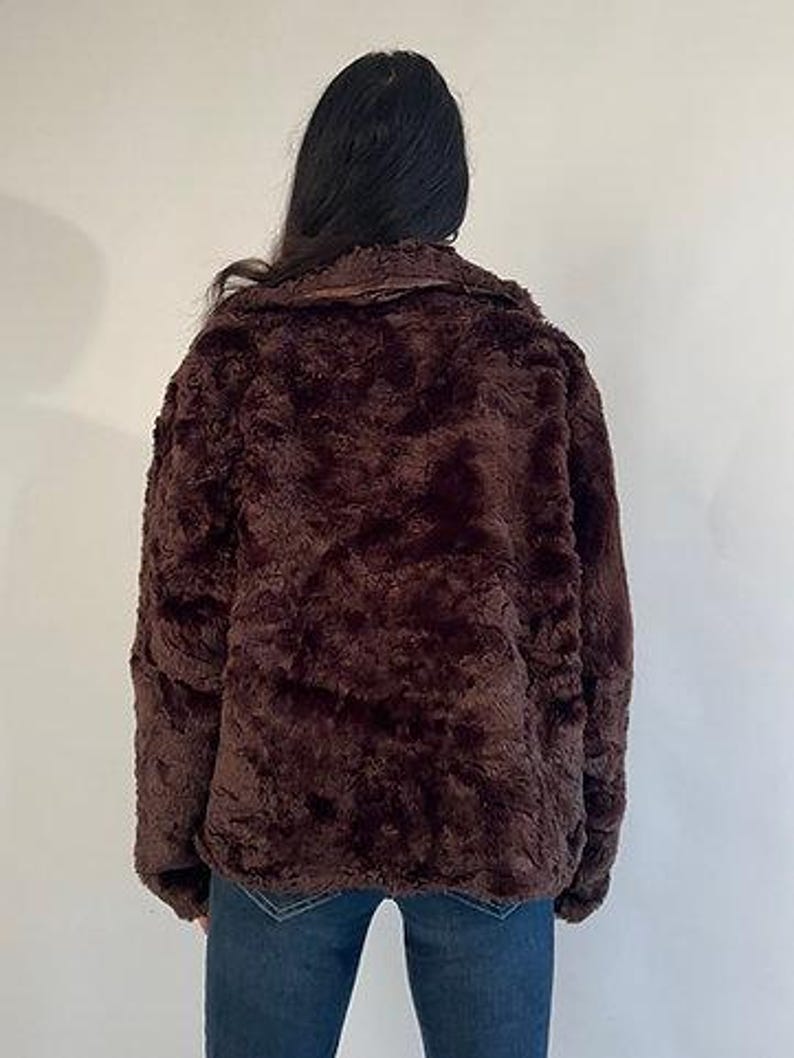 Dark Brown Faux Fur Coat: Vegan Winter Jacket