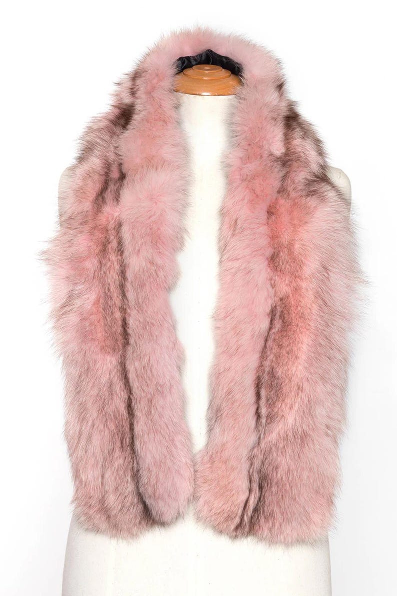 Real Pink Fox Fur Stole: Luxurious Bridal Scarf Wrap