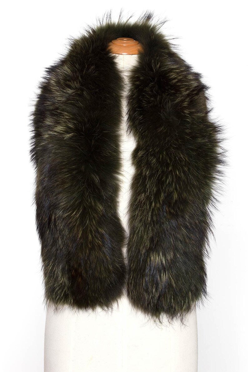 Genuine Fox Fur Scarf: Elegant Black Fur Stole, Vintage-Inspired Winter Accessory