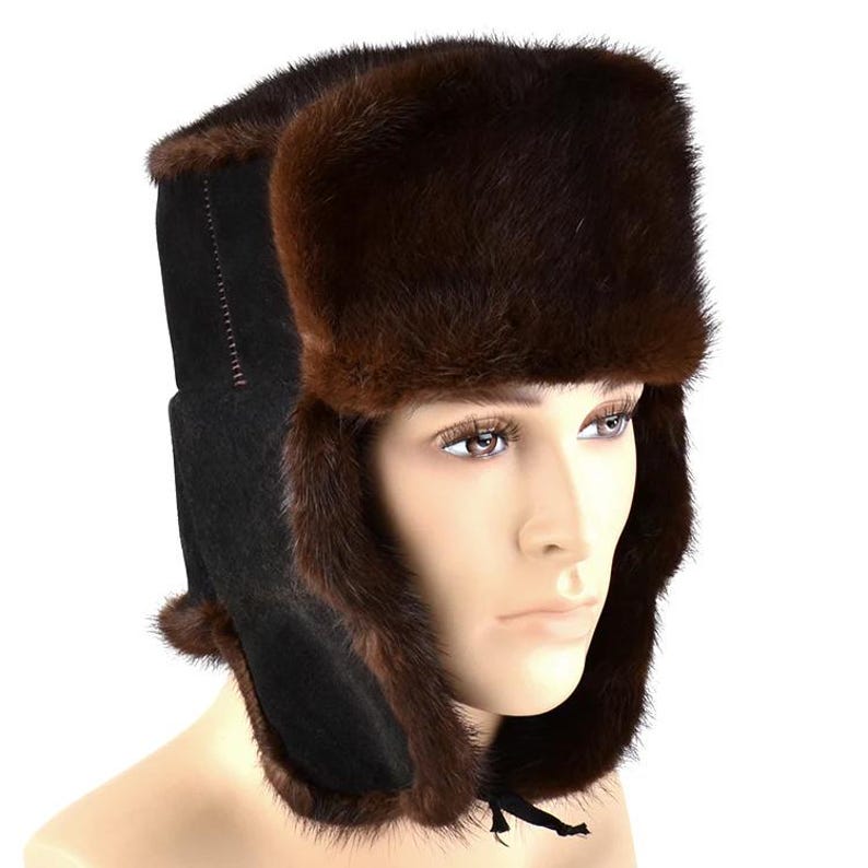 Men’s Real Mink Fur Hat – Russian Ushanka Style – Luxurious & Warm Women Fur Hat