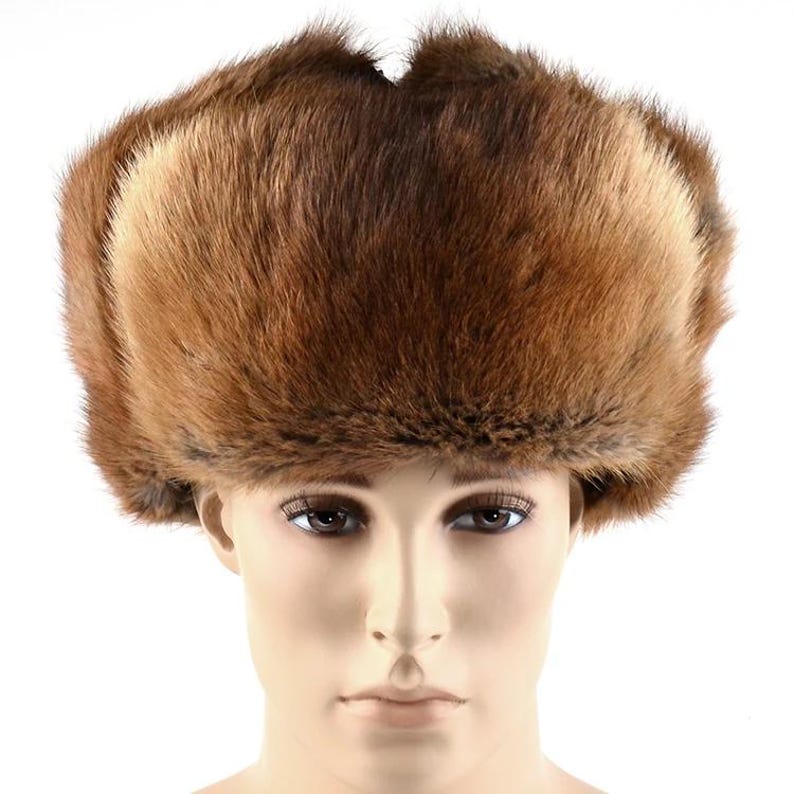 Genuine Muskrat Fur Trapper Hat – New Men’s Russian Ushanka with Real Fur & Ear Flaps – Luxury Winter Hat for Extreme Cold