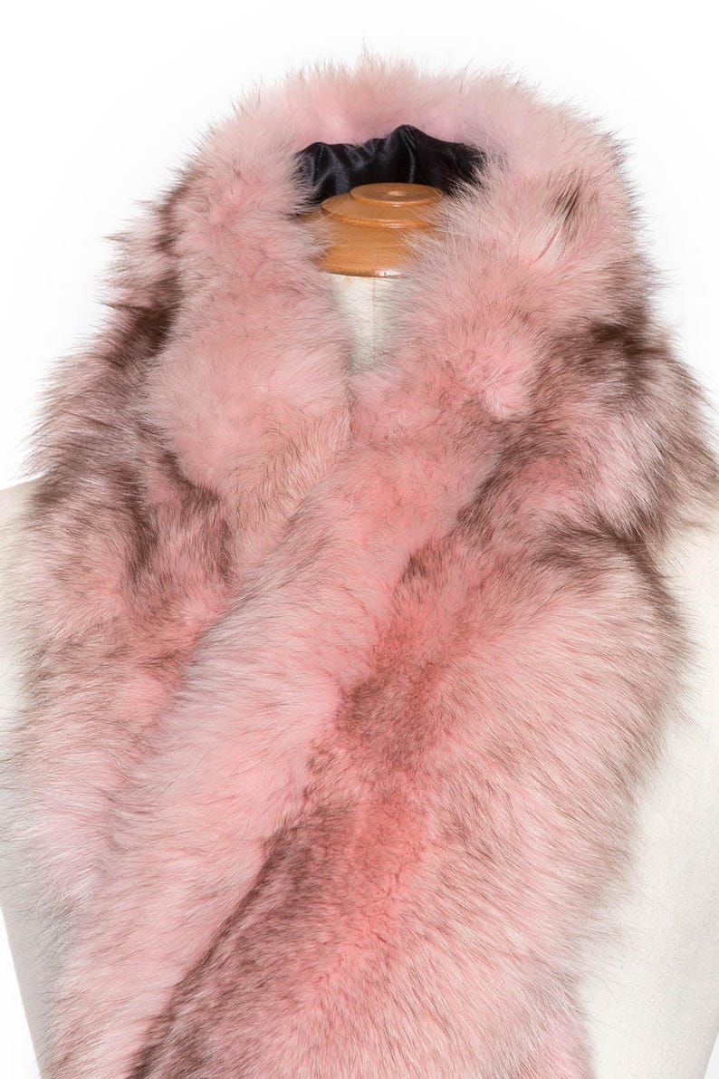 Real Pink Fox Fur Stole: Luxurious Bridal Scarf Wrap