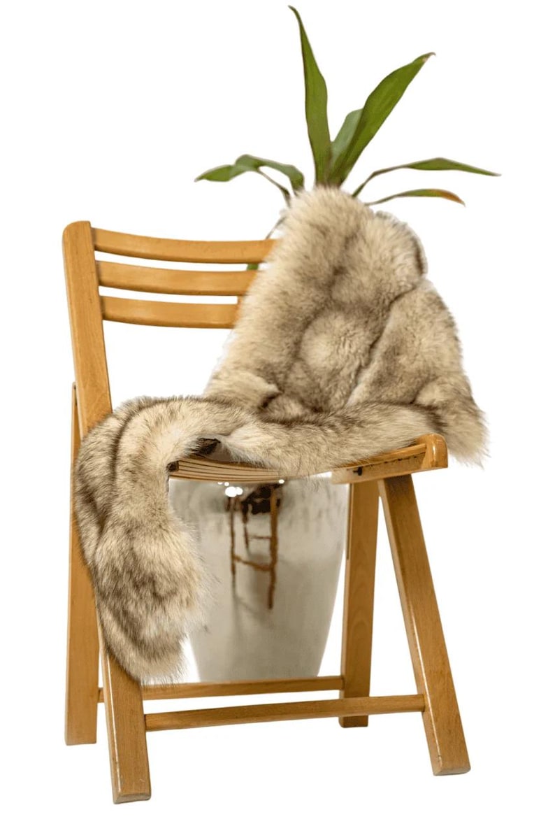 Luxury Genuine Fox Fur Shawl: Vintage Bridal Wrap