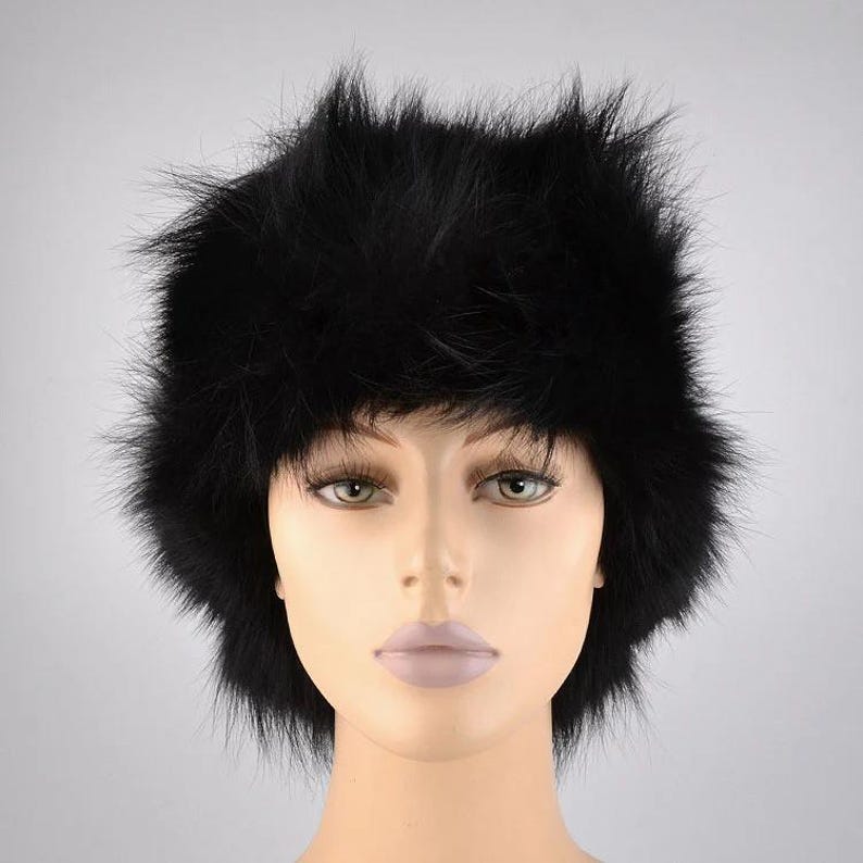 Women Black Fox Fur Trapper Hat | Genuine Fox Fur Ushanka Hat | Russian Style Winter Hat with Ear Flaps | Cold Weather Fur Hat