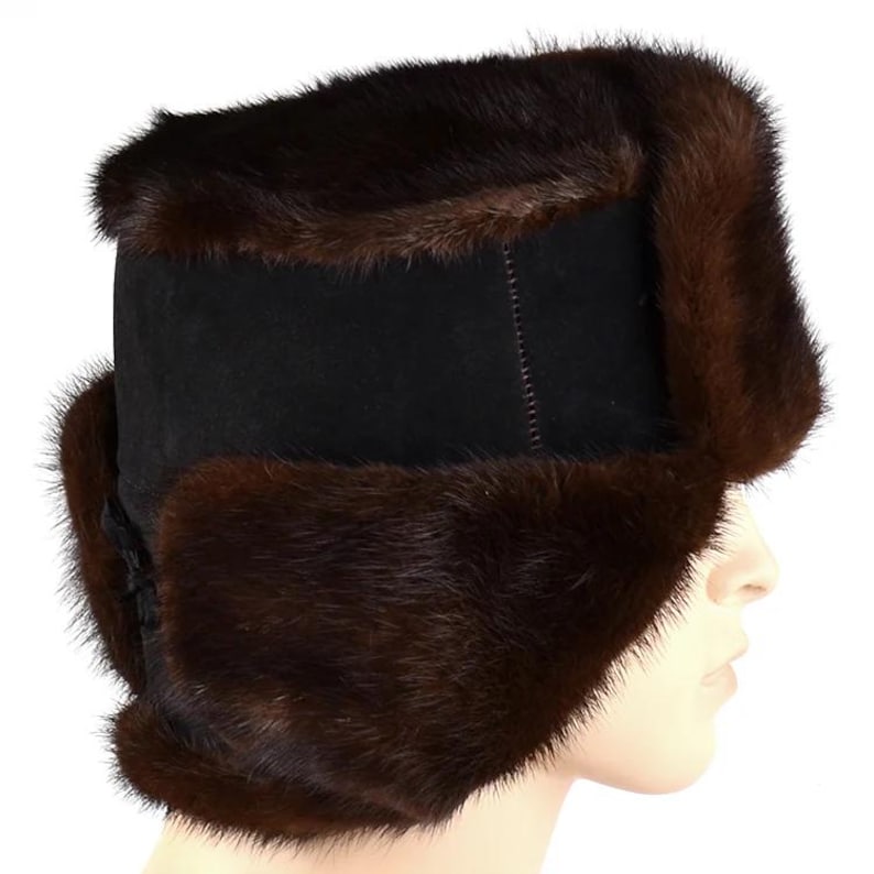Men’s Real Mink Fur Hat – Russian Ushanka Style – Luxurious & Warm Women Fur Hat