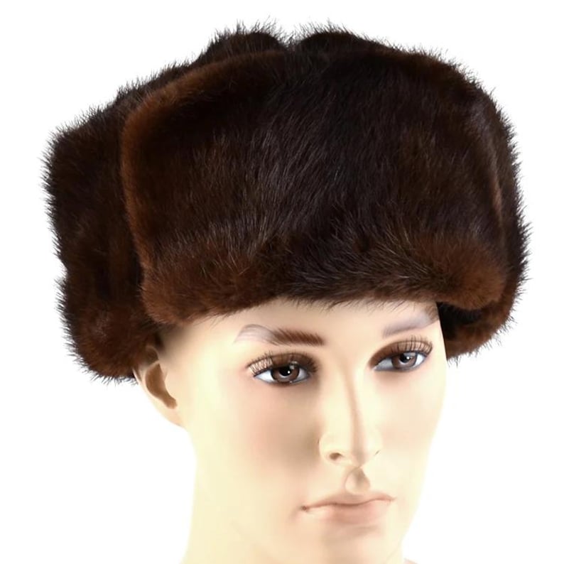 Men’s Real Mink Fur Hat – Russian Ushanka Style – Luxurious & Warm Women Fur Hat