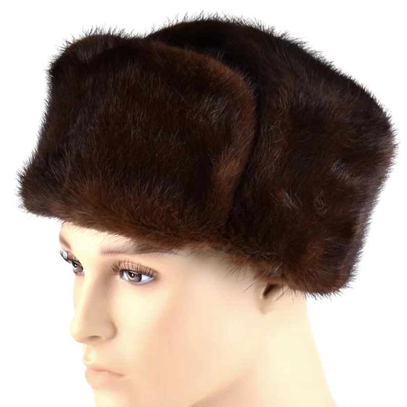 Men’s Real Mink Fur Hat – Russian Ushanka Style – Luxurious & Warm Women Fur Hat