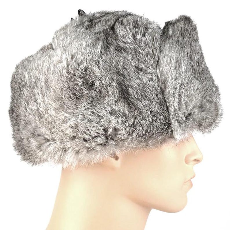 Real Rabbit Fur Trapper Hat – Genuine Fur Winter Hat with Ear Flaps for Men & Women – Warm Russian Ushanka Hat – Cold Weather Gear