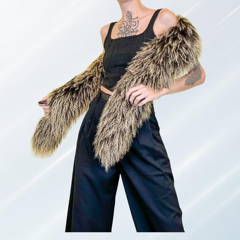 Mongolian Lamb Fur Collar: Ombre Boho Bridal Shawl