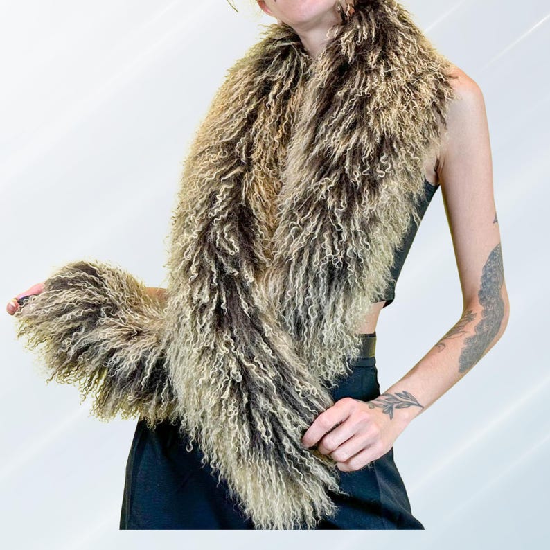 Mongolian Lamb Fur Collar: Ombre Boho Bridal Shawl