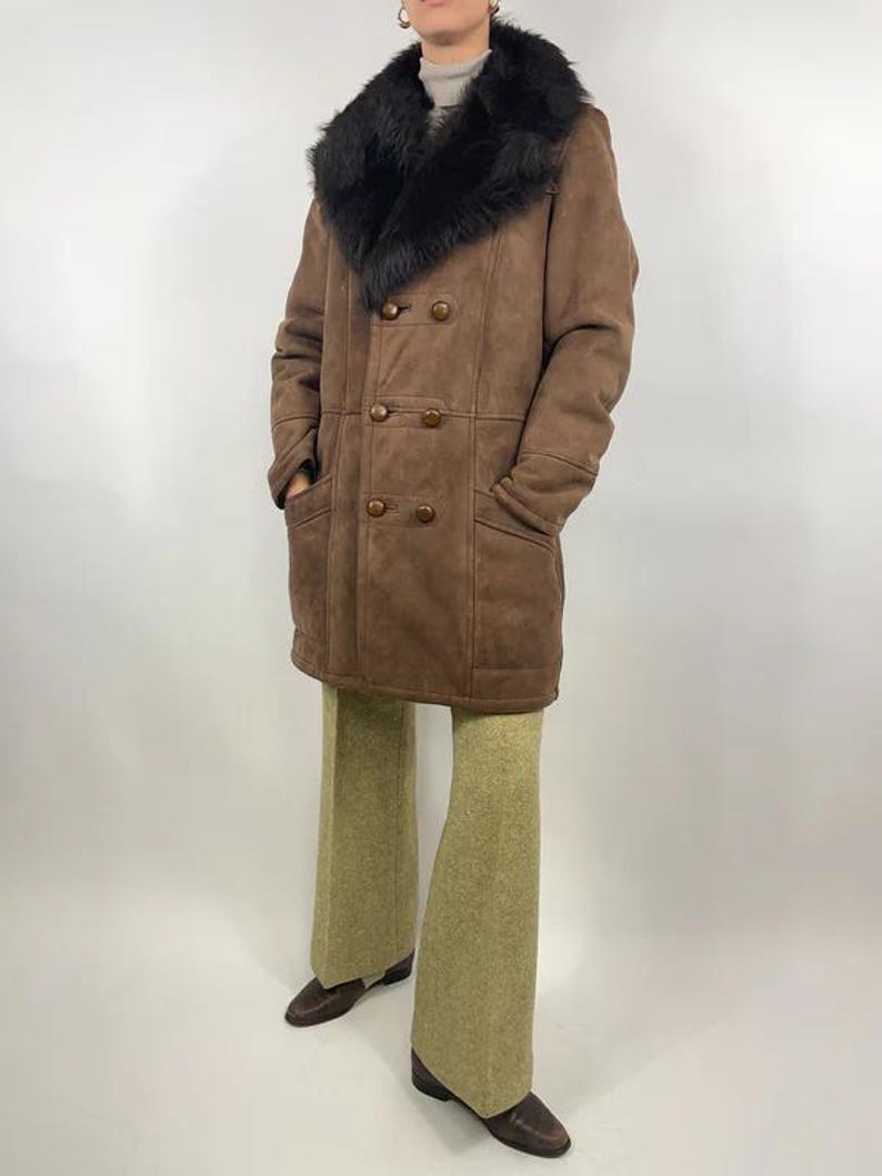 Handmade 70s Toscana Afghan Coat: Genuine Suede & Shearling Fur