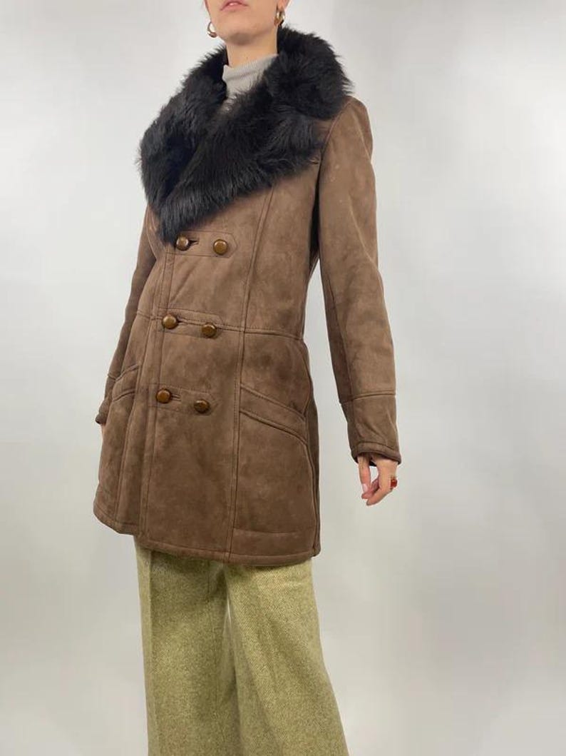 Handmade 70s Toscana Afghan Coat: Genuine Suede & Shearling Fur