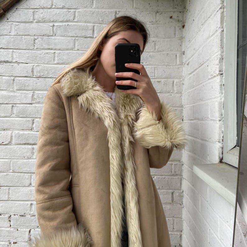 Handmade Suede Shearling Afghan Coat: 70s Penny Lane Style