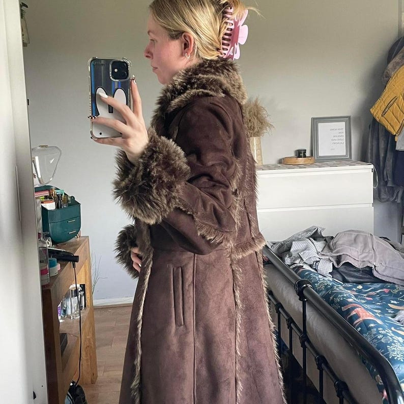 Handmade 70s Suede Shearling Coat: Penny Lane Afghan Style