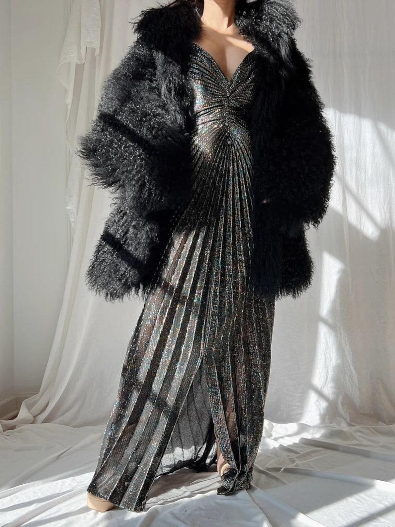 Mongolian Fur Coat: Real Shearling Mink Style, Oversized Long Coat