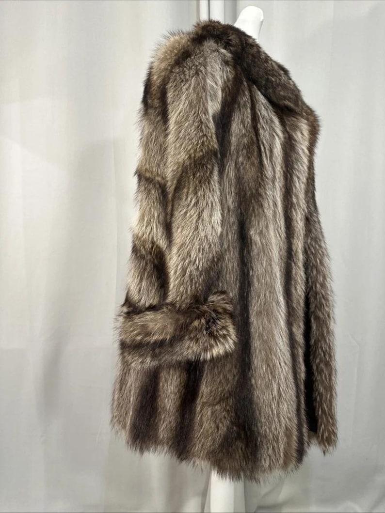 Luxury Handmade Raccoon Fur Coat: Long, Oversized, Polyester Lined