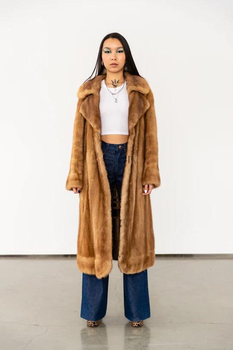Luxury Vintage Mink Fur Coat - Long Mink Coat - Women Natural Real Mink Coat - Fox Coat