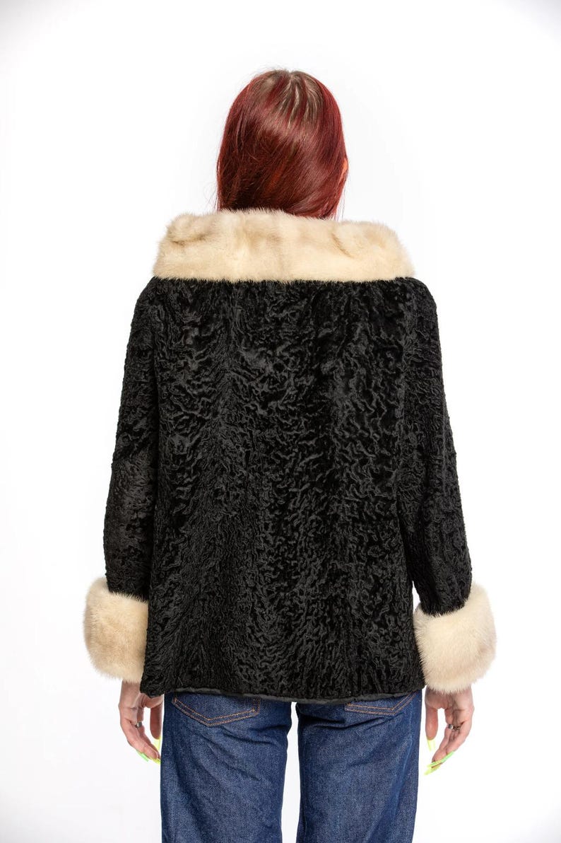 Women Black Swakara Mink Fur Jacket Luxury Elegant Cozy Coat Women Real Coat
