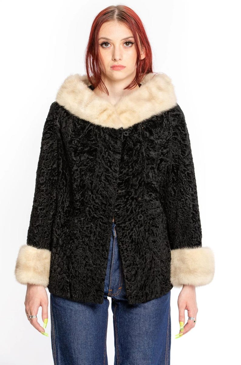 Women Black Swakara Mink Fur Jacket Luxury Elegant Cozy Coat Women Real Coat