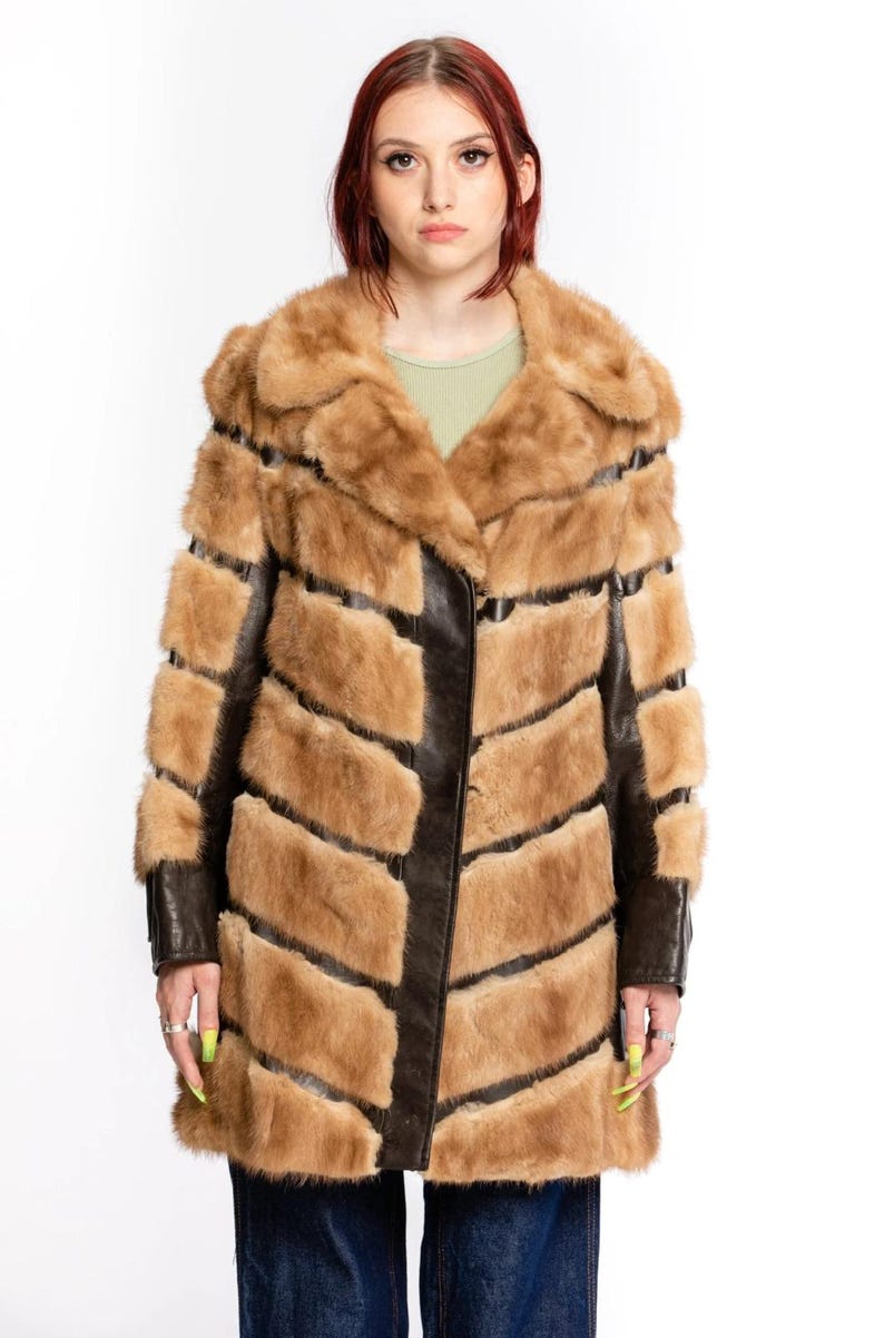Luxury Brown Mink Fur Coat - Unique Style Leather Lining Mink Coat - Long Mink Natural Coat