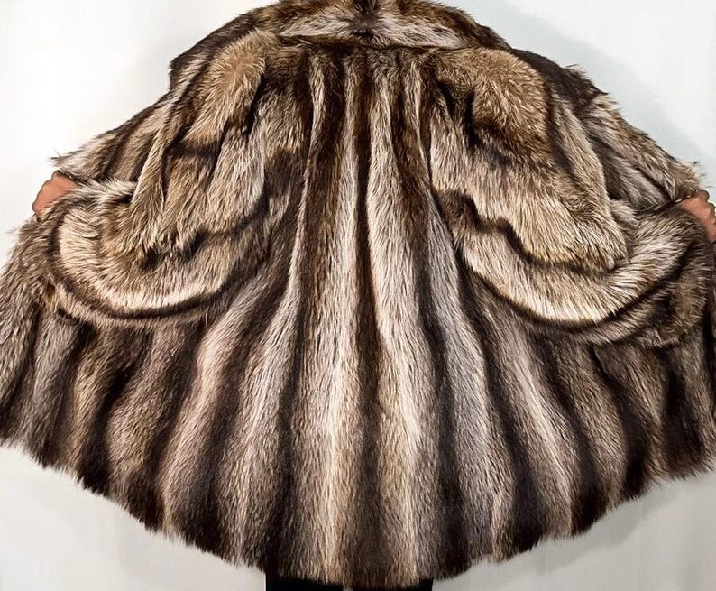 Luxury Handmade Raccoon Fur Coat: Long, Oversized, Polyester Lined
