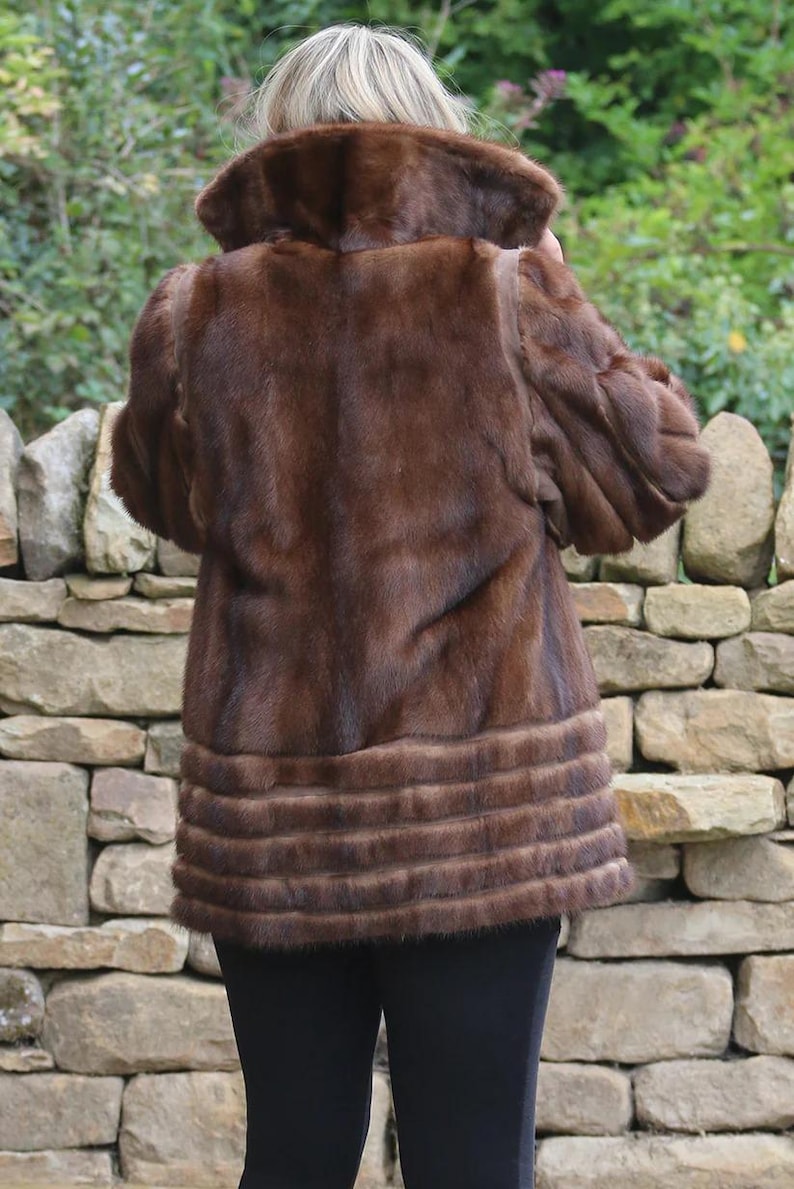 Luxury Real Mink Fur Oversized Jacket - Natural Vintage Brown Mink Over Jacket