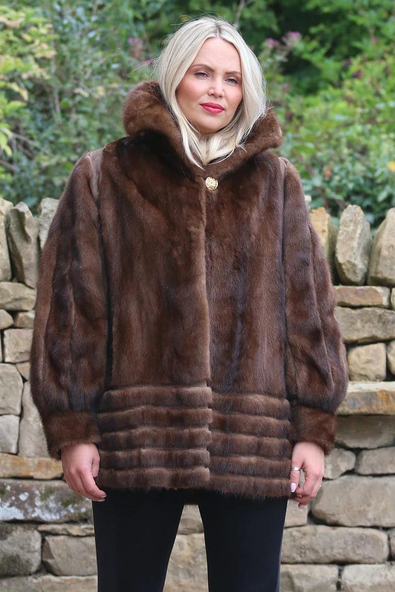 Luxury Real Mink Fur Oversized Jacket - Natural Vintage Brown Mink Over Jacket