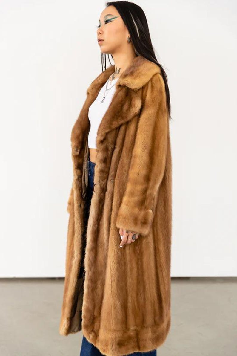 Luxury Vintage Mink Fur Coat - Long Mink Coat - Women Natural Real Mink Coat - Fox Coat
