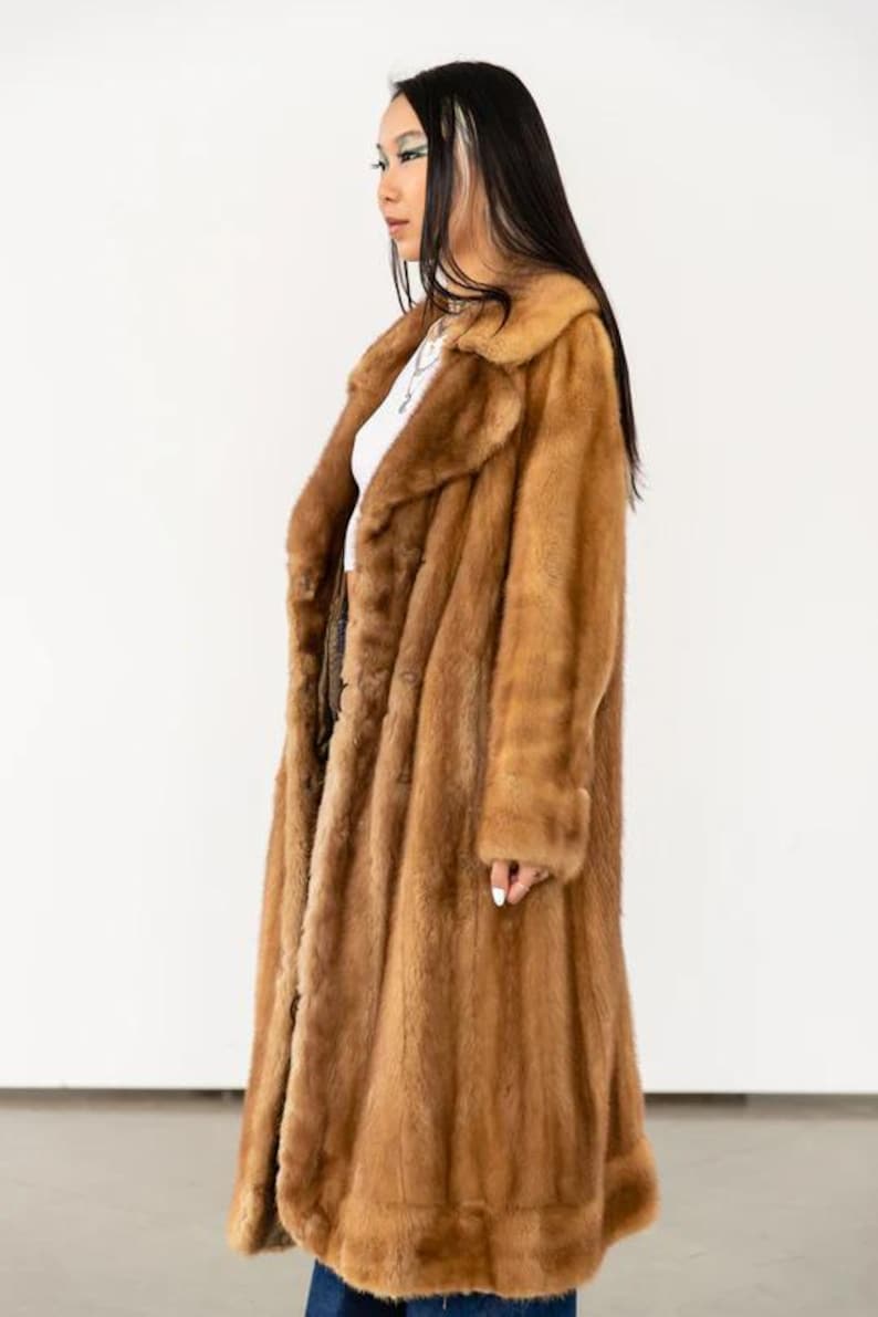 Luxury Vintage Mink Fur Coat - Long Mink Coat - Women Natural Real Mink Coat - Fox Coat