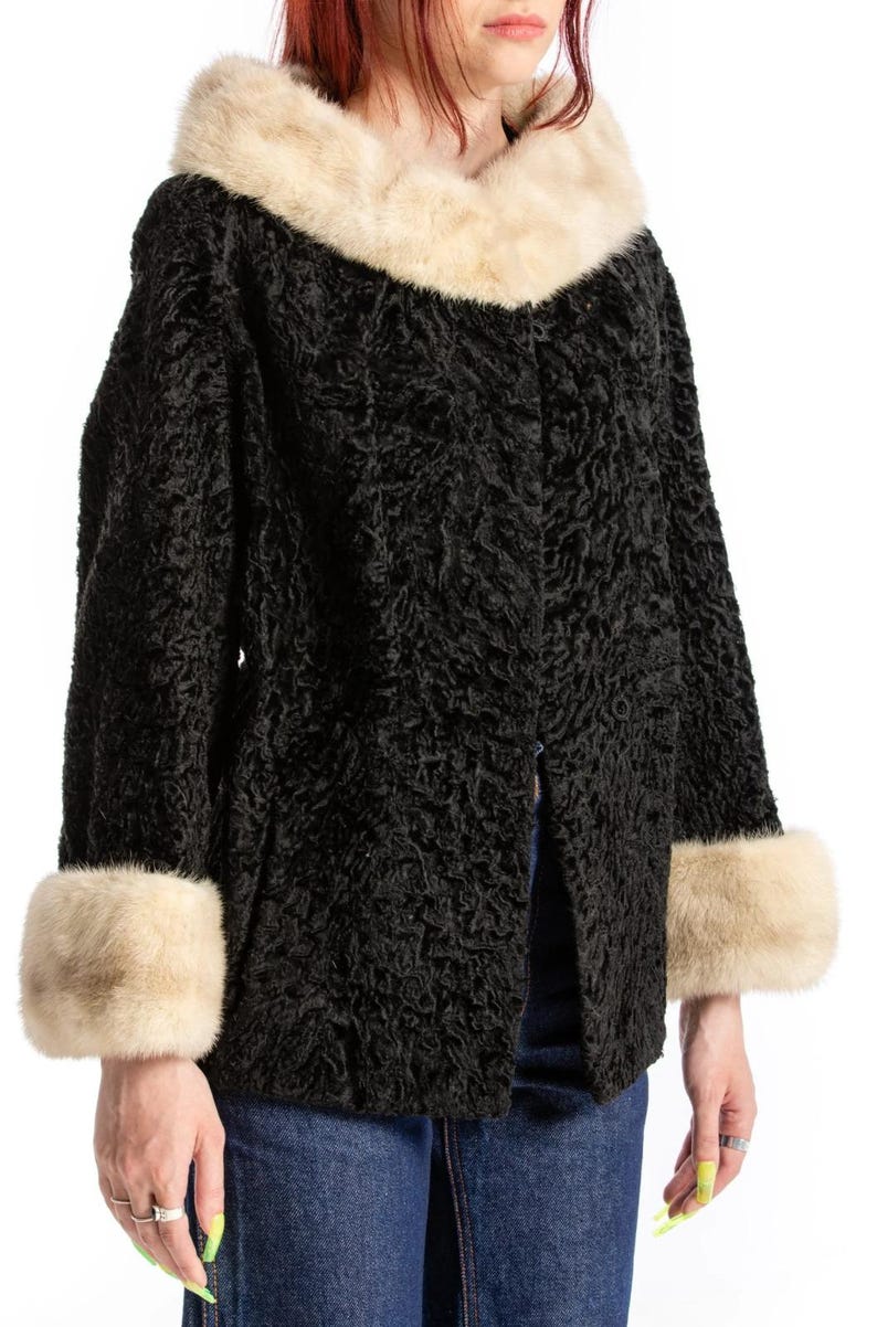 Women Black Swakara Mink Fur Jacket Luxury Elegant Cozy Coat Women Real Coat