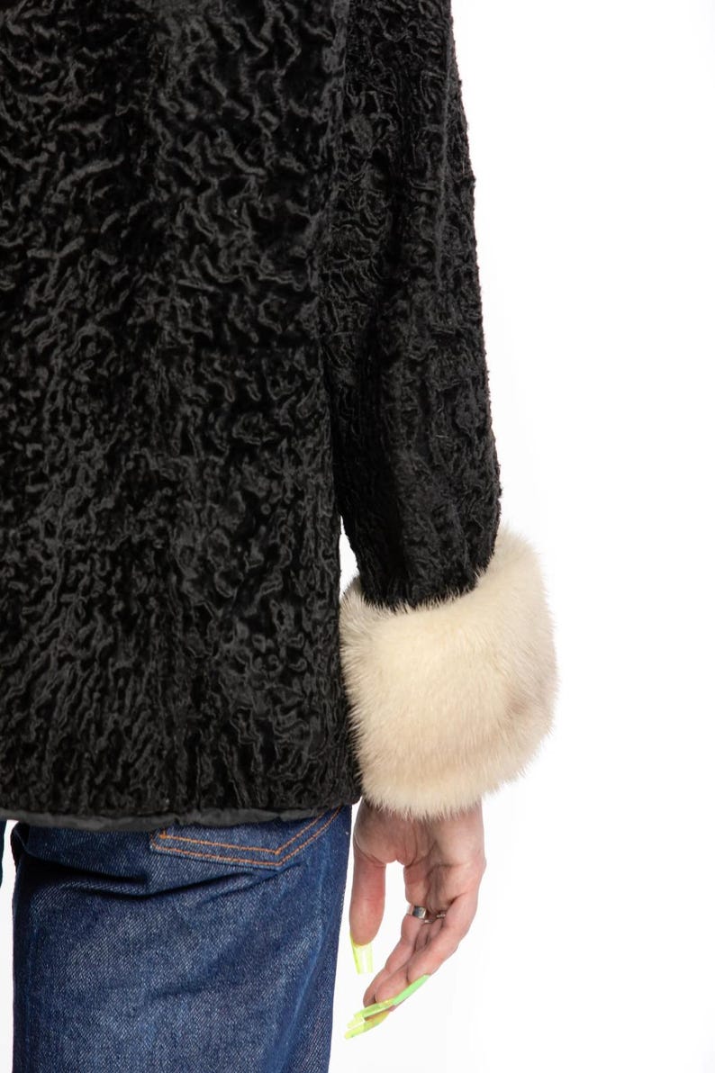 Women Black Swakara Mink Fur Jacket Luxury Elegant Cozy Coat Women Real Coat