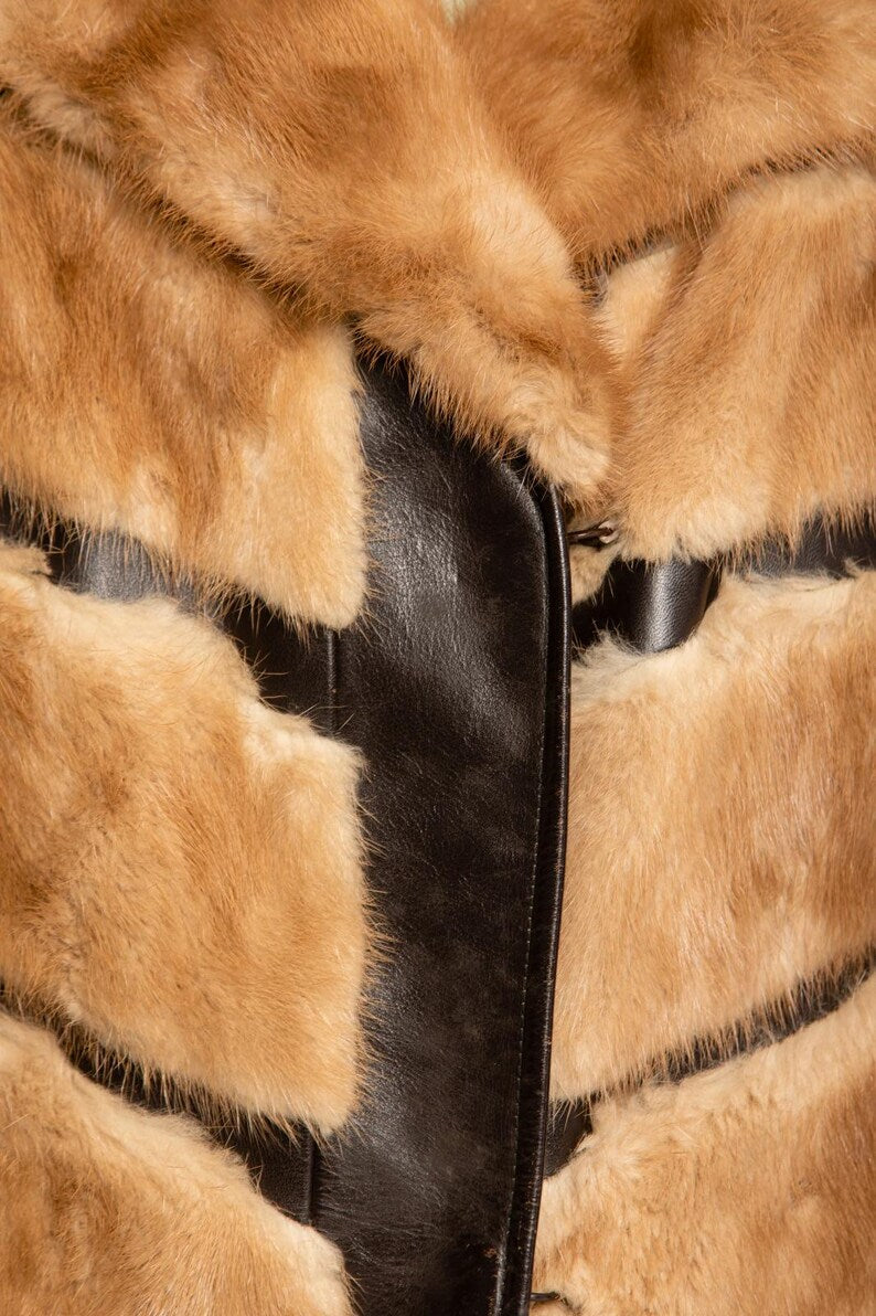 Luxury Brown Mink Fur Coat - Unique Style Leather Lining Mink Coat - Long Mink Natural Coat