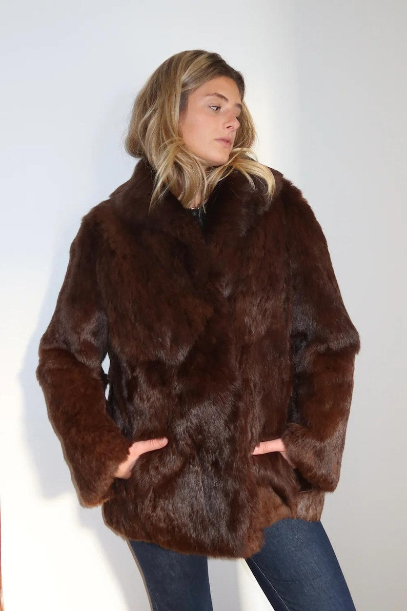 Luxury Brown Mink Coat - Natural Real Mink Fur Coat - Women Outwear Mink Coat