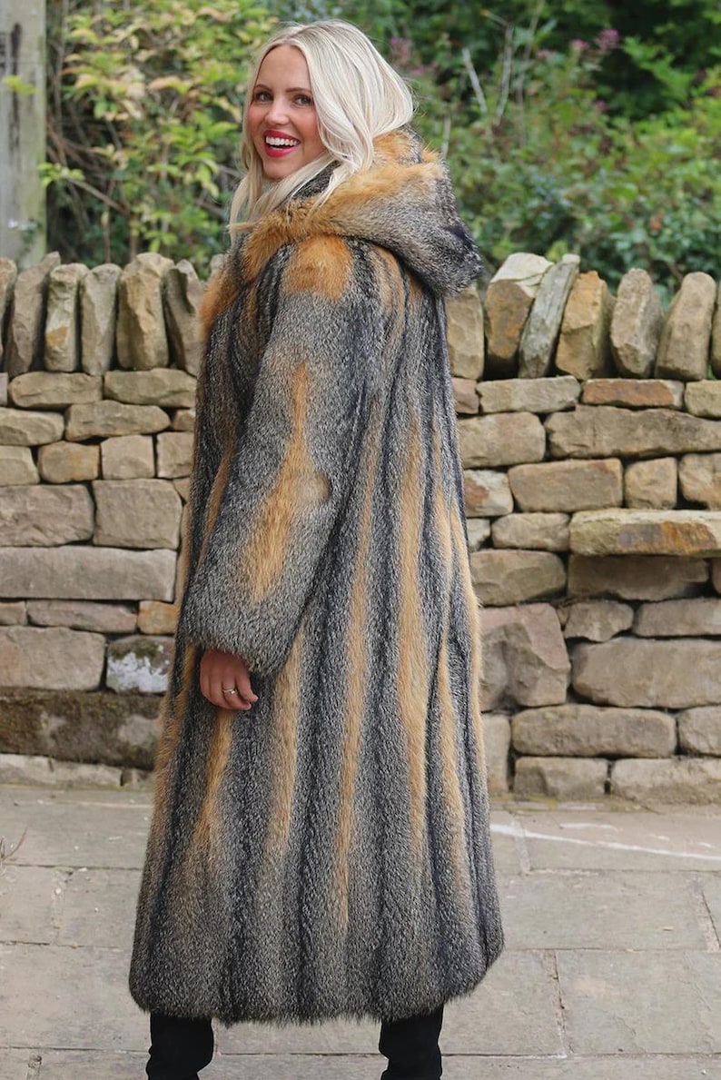 Luxury Mink Fur Hoodie Coat - Long Mink Coat - Natural Real Fur Coat