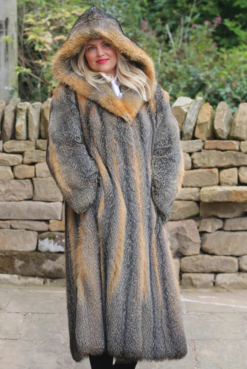 Luxury Mink Fur Hoodie Coat - Long Mink Coat - Natural Real Fur Coat